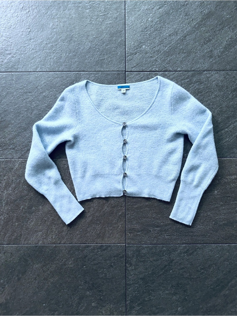 J.Crew Collection 100% Cashmere Cropped Cardigan Women’s XS Light Blue - Picture 9 of 13